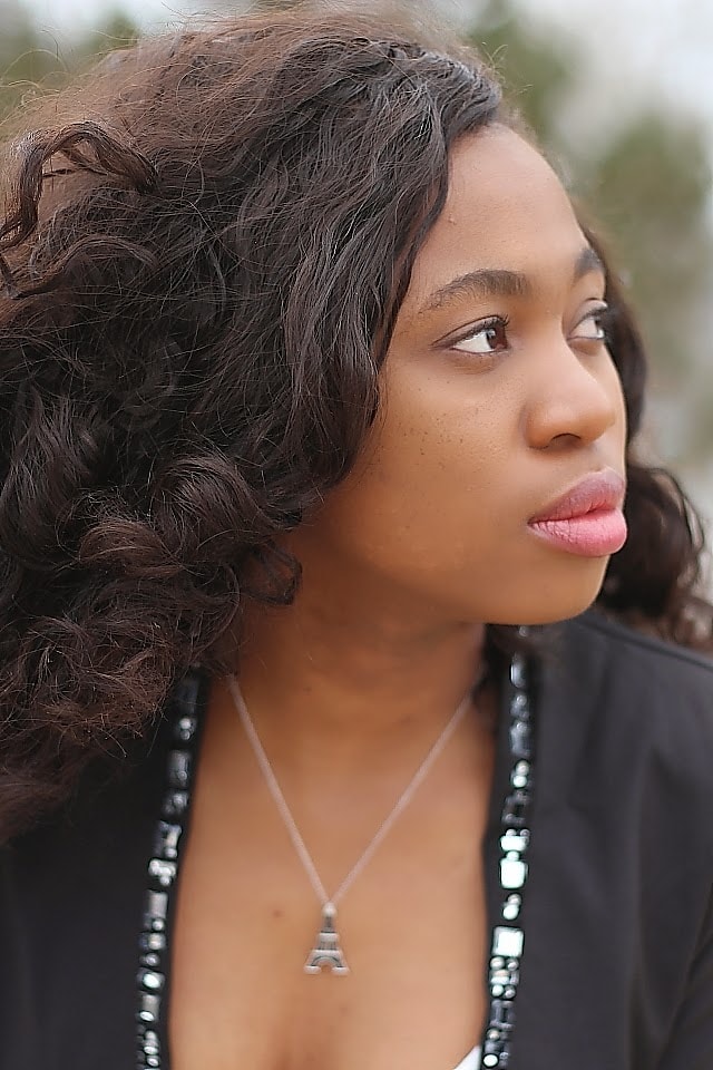 Eiffel tower necklace and embellished beaded blazer