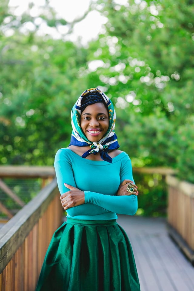 Green midi dress, Alaska fashion blogger, online shopping, box braids, African, La Passion Voutee, crop top