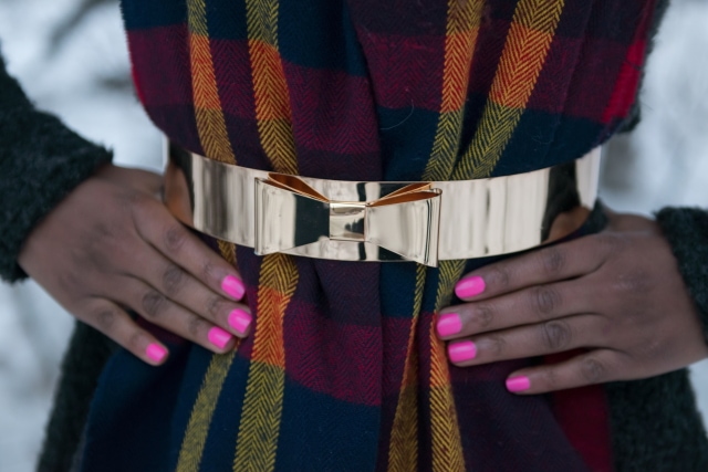 Louisa Moje wears an asos metallic belt