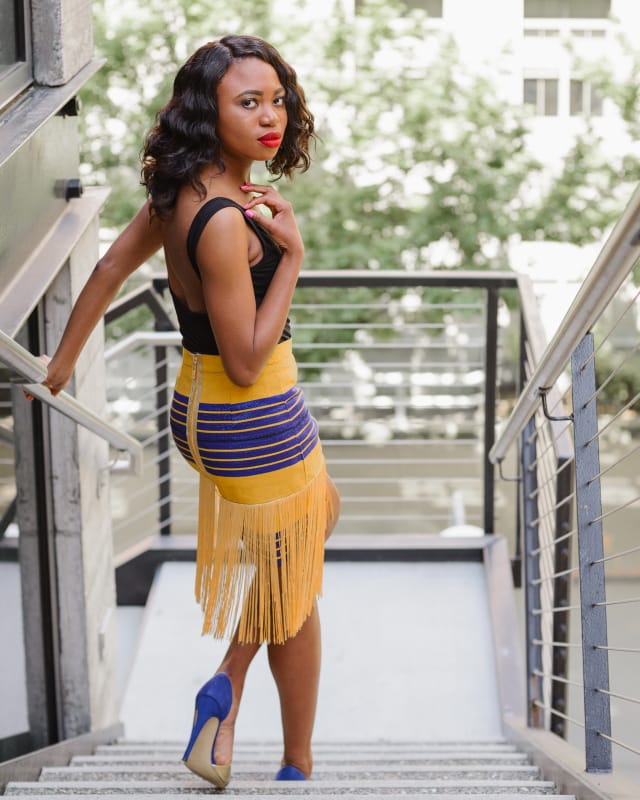 Boriah Clothiers: Aso Oke skirt + Backless bodysuit