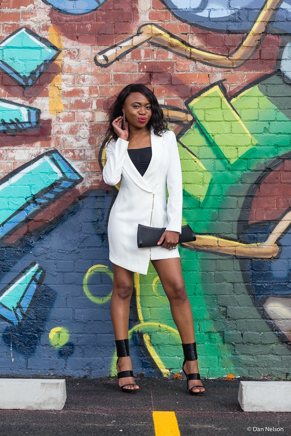 Miss Bossy: Tuxedo dress + Beaded sandals