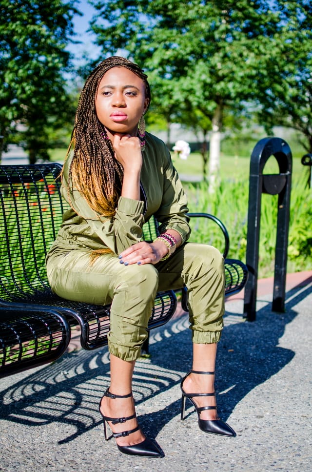 GoJane olive bomber jumpsuit