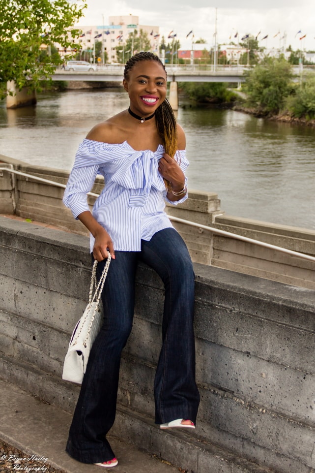 Flare Jeans and Off Shoulder Top