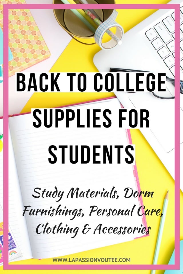 Back to College Supplies for Students | This is a comprehensive packing list to guide you with your school shopping including study materials and stationeries, college clothes, dorm furnishings, personal care supplies, and accessories. Click for more!