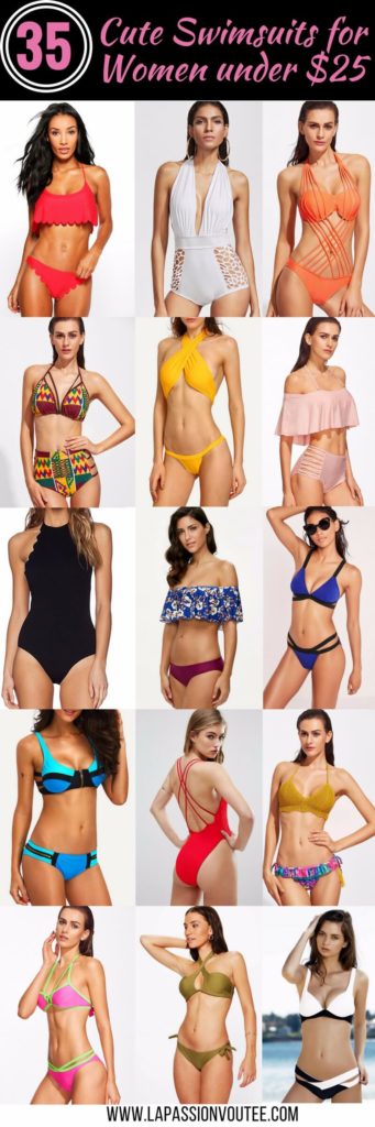35 cute swimsuits for women to wear right now. From bikinis and tankinis to monokinis all cost $25 or less. Swimsuit | Swimwear | Beachwear | Binkini | Bikini set | One piece suit | Monokini | Tankini