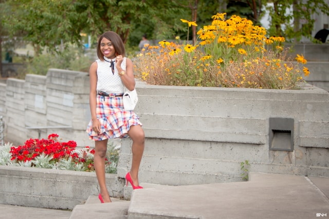 Swooning over this stunning pre-fall street style outfit with Modcloth. All about ruffles, plaids, and bow details. The perfect transitional pieces from summer to fall. summer style, dressy outfit, women's style, black girl, Nigerian blogger, style blogger, style blogger summer, street style, style bloggers & street style, style blogger faves, women's fashion, fashion ideas, street style summer, street style women, street style & casual fashion #modClothSquad