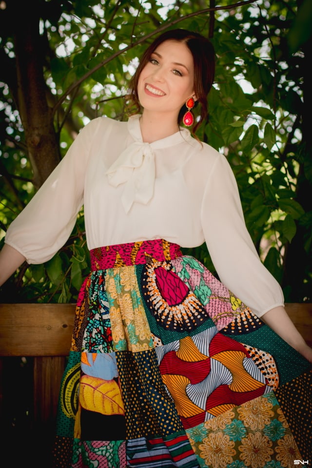 Girl gang African fashion! Love how she styled this ankara African print patchwork midi skirt. She wore this colorful piece so well! Summer style, dutch wax, kente, kitenge, dashiki, African styles, African prints, Nigerian style, Ghana fashion #ankara #africanprint