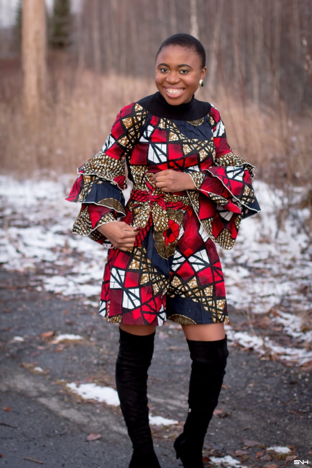 What a gorgeous way to restyle african print for the fall and winter! The unique combination of the OTK boots and turtleneck top makes this ankara playsuit enticing. Definitely trying this fall style soon. dutch wax, kente, kitenge, dashiki, African styles, African prints, Nigerian style, senegal fashion, ankara styles, african clothes, dashiki, african dress, african clothing, african print dresses, African dress styles, fallfashion, womens fashion #ankara #africanprint #kente