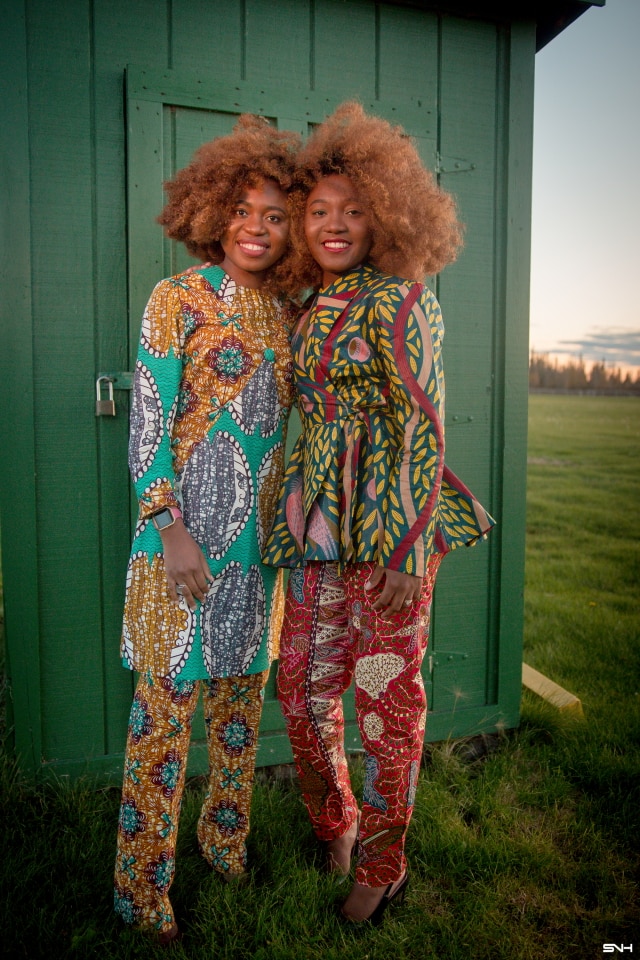 Twins: Born Together. Friends Forever! They definitely make me wish I had a twin to go through life with. These fraternal twins look so chic rocking this African print ankara pant suit. Definitely saving this look for fall and the holiday. Fall style, dutch wax, kente, kitenge, dashiki, African styles, African prints, Nigerian style, Ghana fashion #ankara #africanprint #kente #ootd #twins