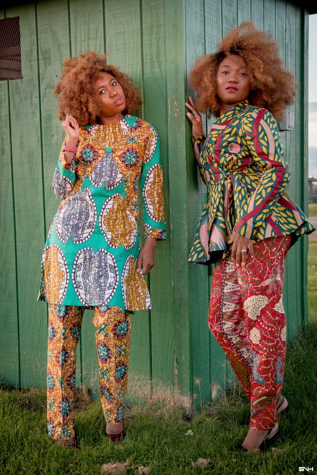 Twins: Born Together. Friends Forever! They definitely make me wish I had a twin to go through life with. These fraternal twins look so chic rocking this African print ankara pant suit. Definitely saving this look for fall and the holiday. Fall style, dutch wax, kente, kitenge, dashiki, African styles, African prints, Nigerian style, Ghana fashion #ankara #africanprint #kente #ootd #twins