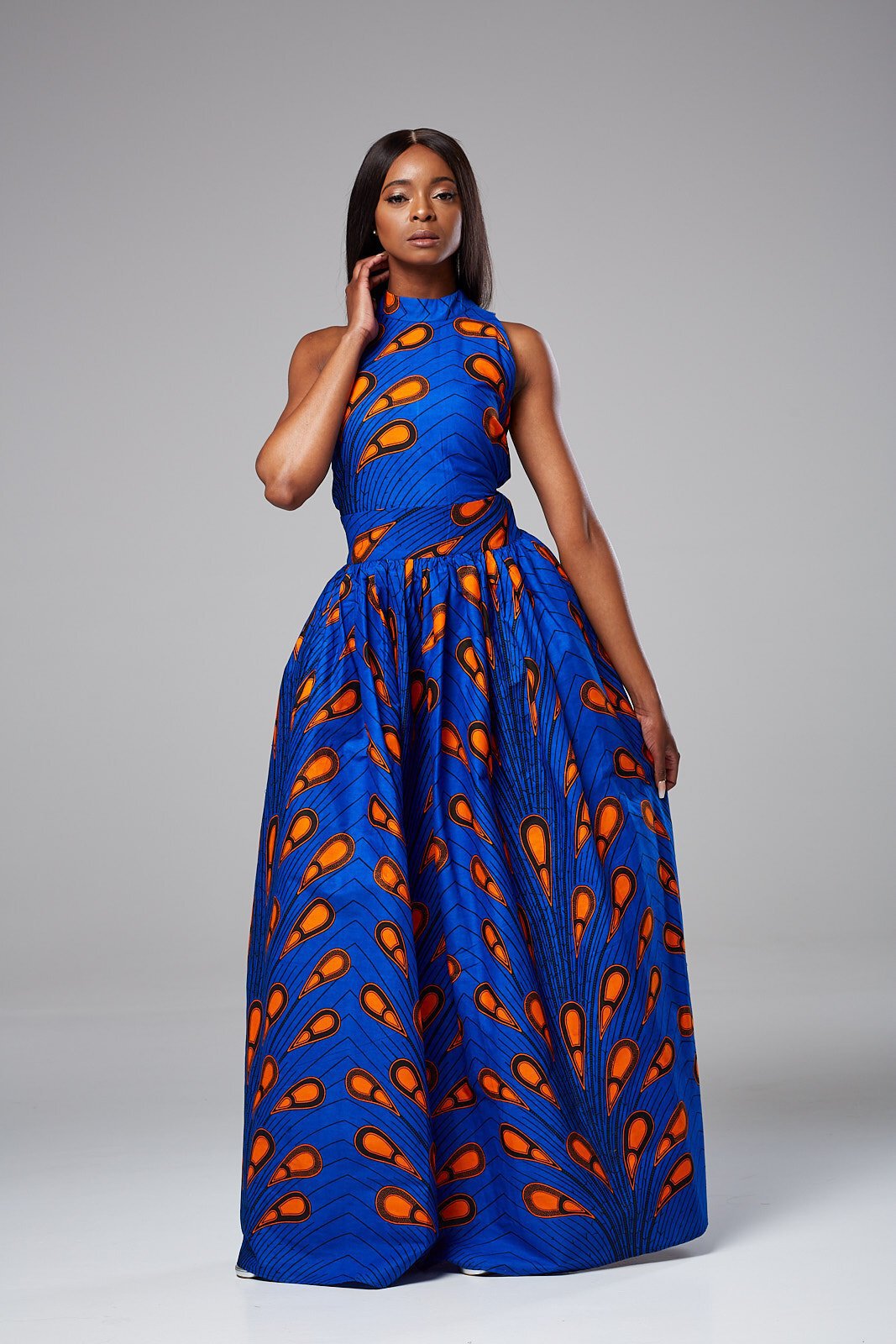 /'Golden Flowers/' African Print Full Length//Maxi Skirt 100/% Cotton Handmade UK