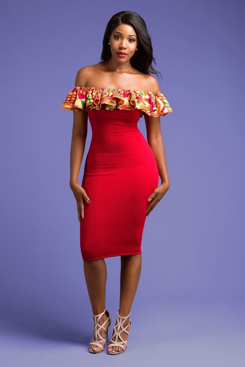 off shoulder dress kitenge