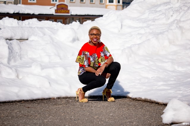 Just when you thought you knew everything about African print fabric, you discover this stylish ankara chiffon blouse! The lightweight layered ruffles with a linen upper makes this blouse the ultimate summer must-have African top. Beautifully paired with a fitted skinny jeans and trending tie-up tassel sandals. I just can't get enough! #ankara #africanprint #ankarafashion #nigerian Dashiki, African print dress, African fashion, African women dresses, African prints, Nigerian style