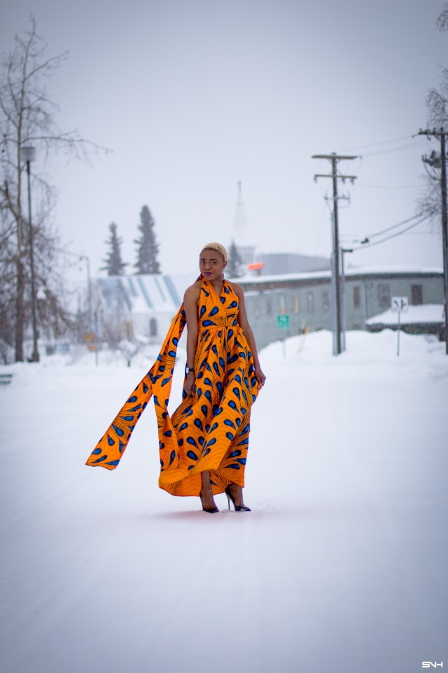 Wow! I need this ankara print dress! The rich colors of the orange and blue wax print fabric is a showstopper. I love that this 100% cotton African print dress can be worn in 6 different ways. The perfect dress for special events too. All about Ankara dresses, African prints, Nigerian fashion, African fashion, African print dresses, African dresses, Dashiki Dress, African clothing, African dress styles, African print dress, African attire