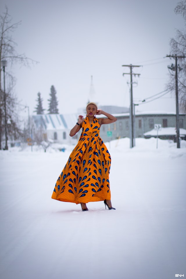 Wow! I need this ankara print dress! The rich colors of the orange and blue wax print fabric is a showstopper. I love that this 100% cotton African print dress can be worn in 6 different ways. The perfect dress for special events too. All about Ankara dresses, African prints, Nigerian fashion, African fashion, African print dresses, African dresses, Dashiki Dress, African clothing, African dress styles, African print dress, African attire