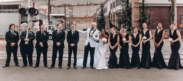 Frilancy and Michael Hoyle Black and White Outdoor Summer Wedding