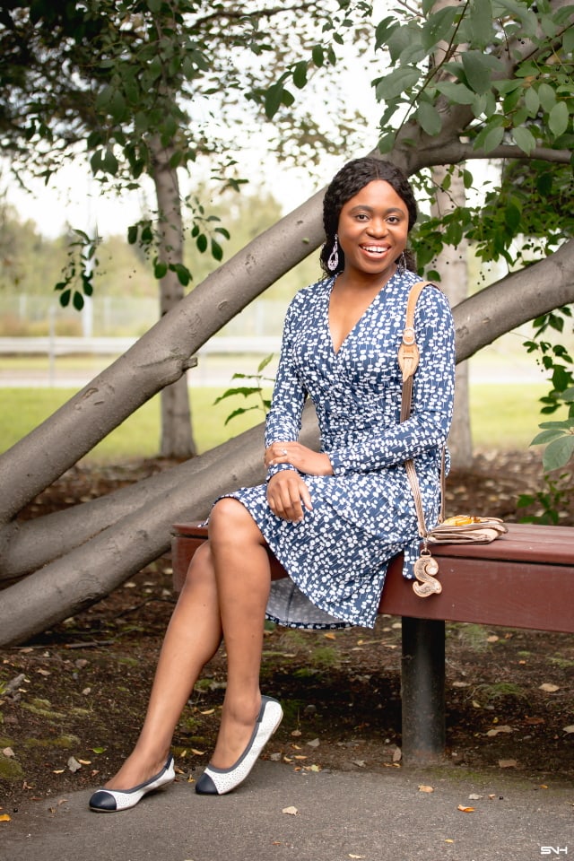 Styling this chic navy floral wrap dress in two simple ways today to show you how to get the most out of your wardrobe. Everyday style for women! Alaska fashion blogger, faux wrap dress, Amazon wrap dress, fall fashion, New Jersey fashion blogger, workwear, office style