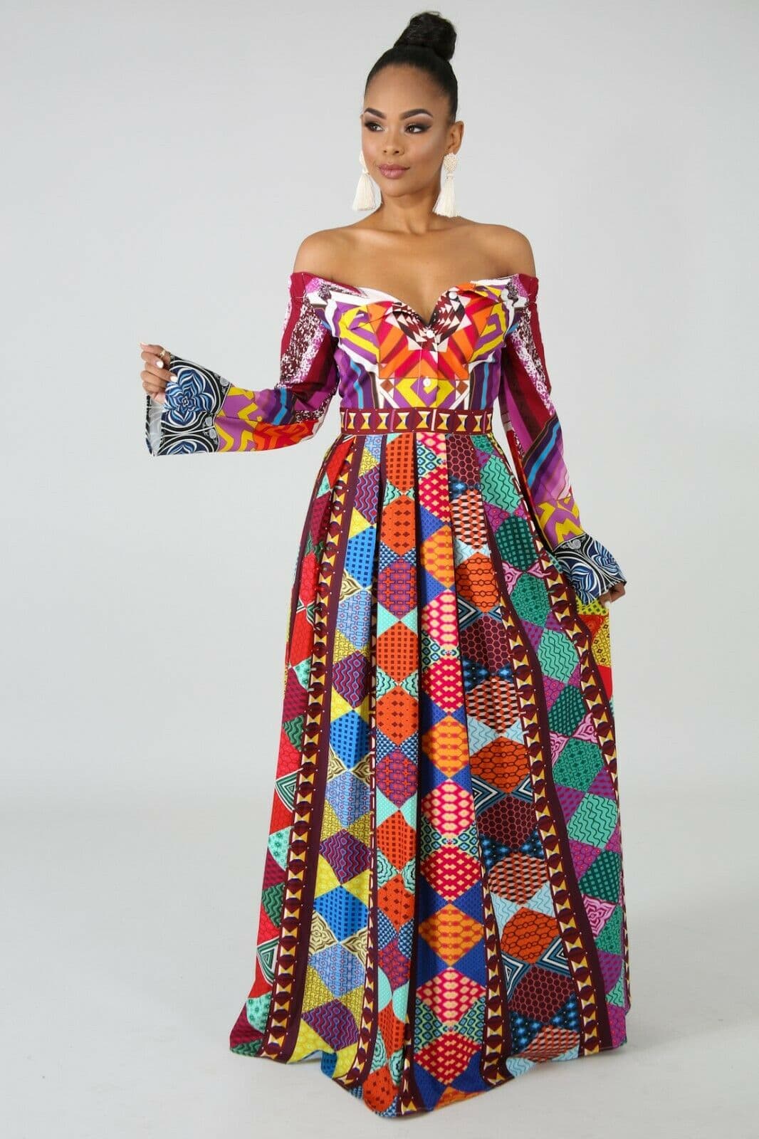 off shoulder kitenge dresses