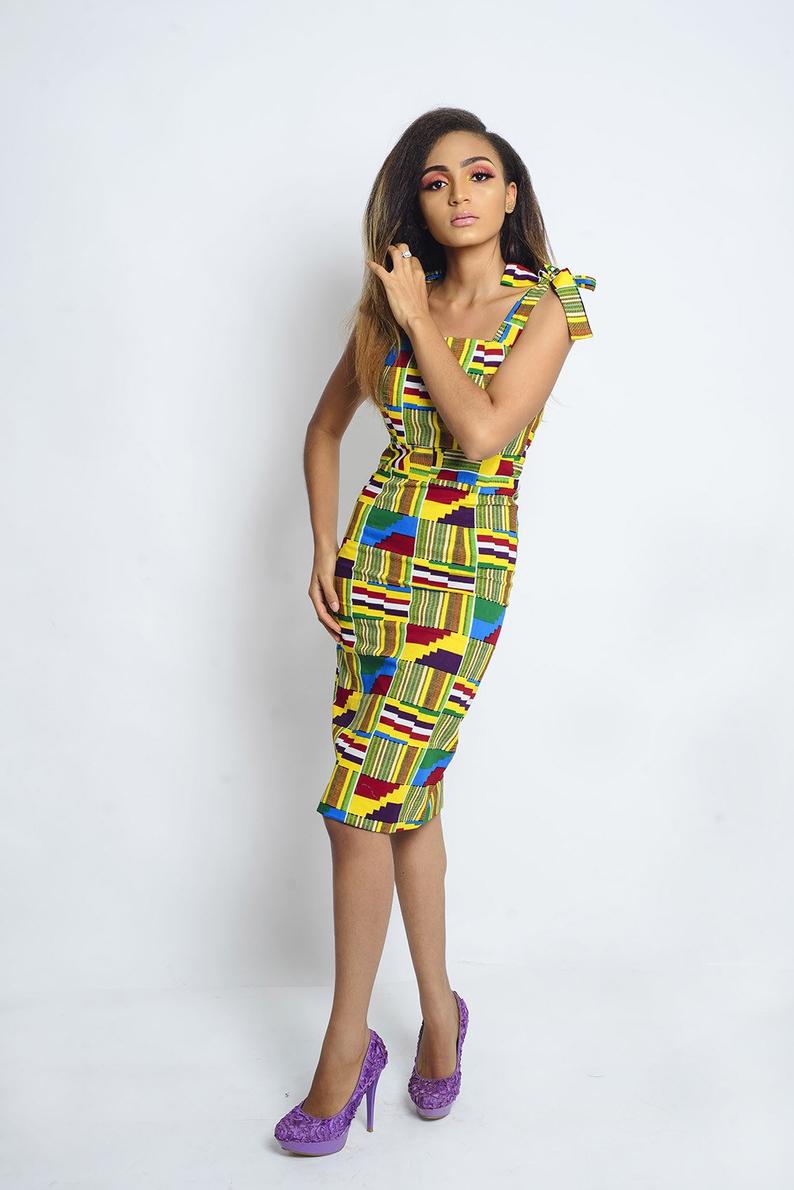 A roundup of the best ankara dresses for women.Wrap dresses are, by nature, flattering and form fitting while also having a flowing, casual appeal about them. The Cecey Wrap Dress is a shining example. Featuring loose flounce sleeves, the dress is fully lined and has been handmade to ensure its superb quality.