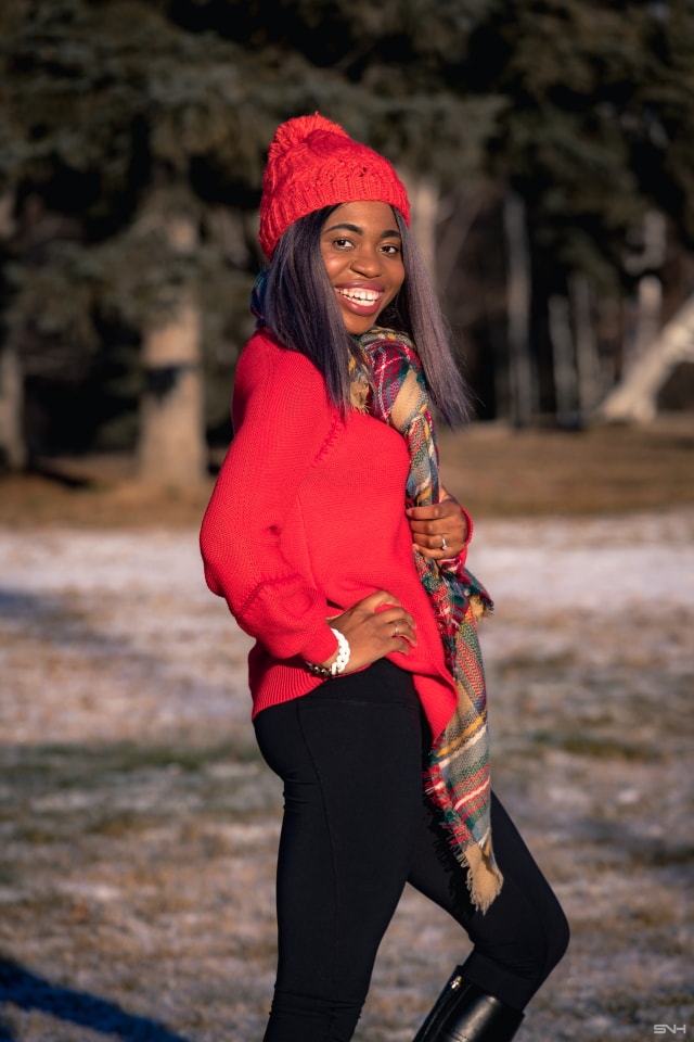 A fun and vibrantly beautiful cold weather outfit wearing a pullover sweater, highly-rated Zella leggings, oversized blanket scarf and a pair of chic riding boots. This is a practical and stylish cold weather look that can be worn time and time again during colder months. This post is all about winter outfits, Alaska fashion, New Jersey fashion blogger, black style blogger.