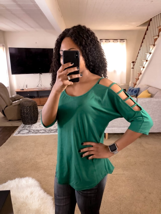 Amazon fashion haul Hollowed Sleeve Blouse