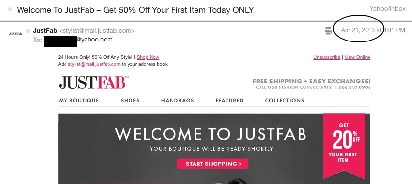 JustFab introductory promo code discount