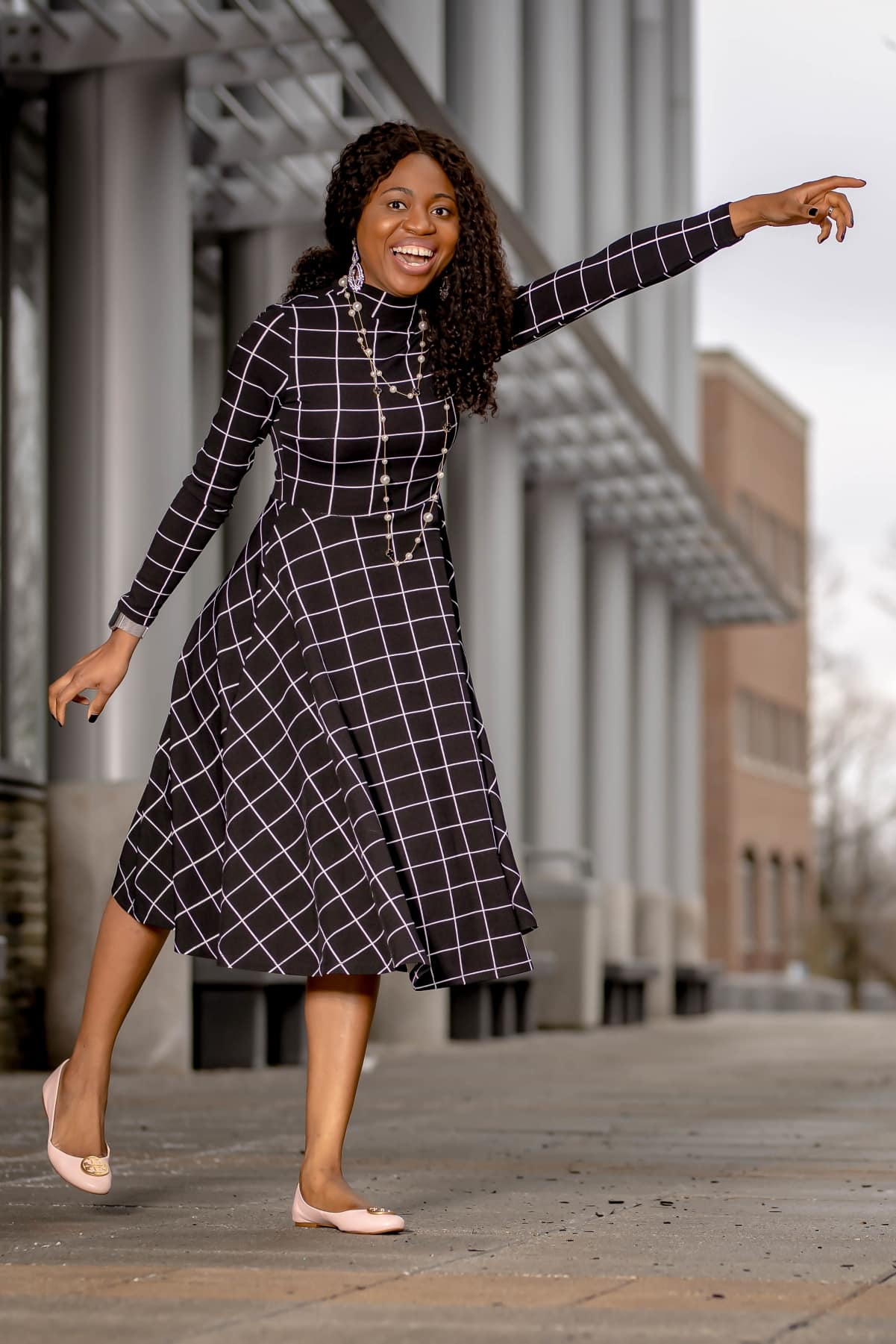 Knee Length A-line Dress and Ballet Flats