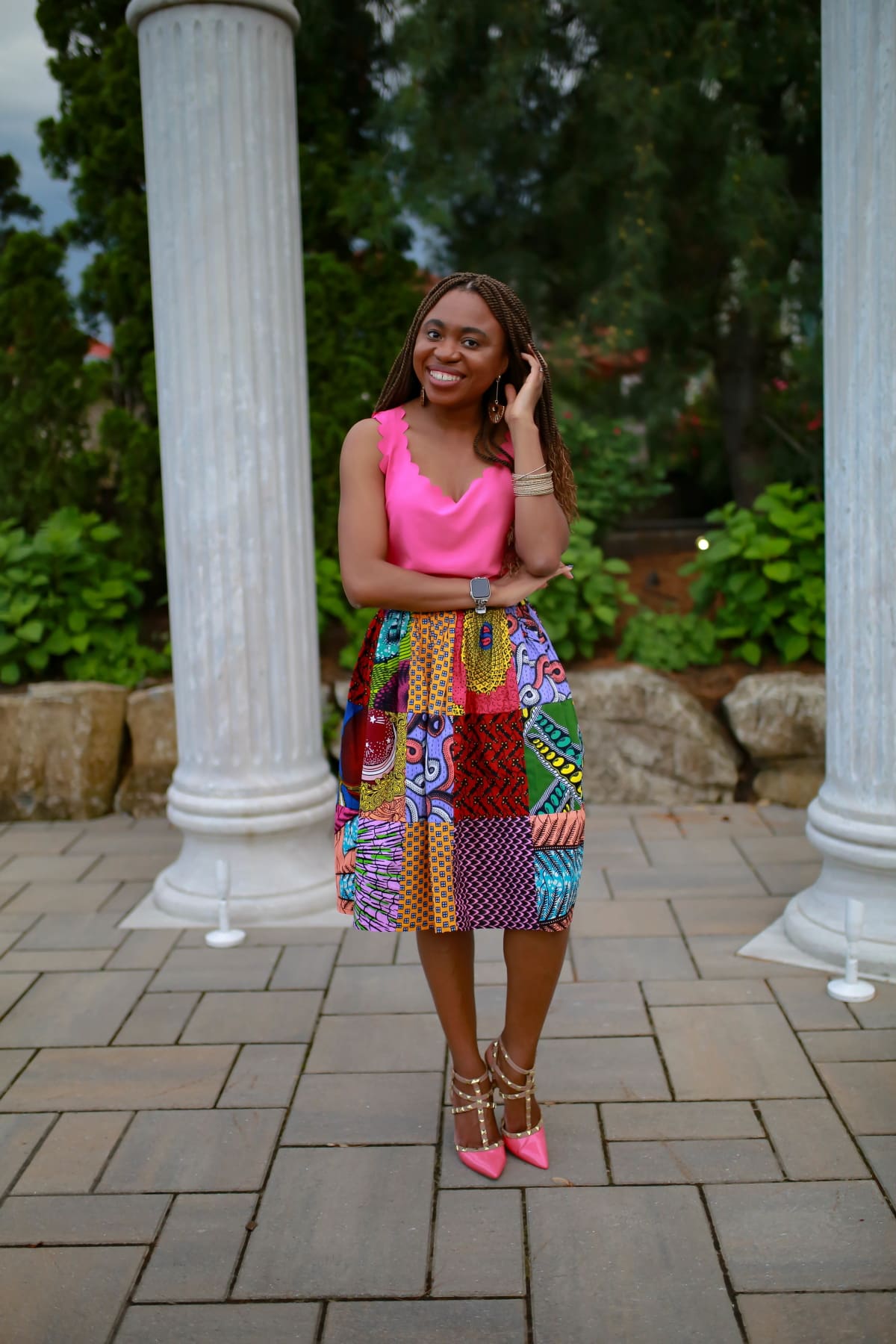 So shocked to discover five new ways to style one African midi skirt. And what’s even more exciting is that this Amazon african print skirt is still available AND it’s currently on sale. Plus it ships free with free returns/exchanges if needed.