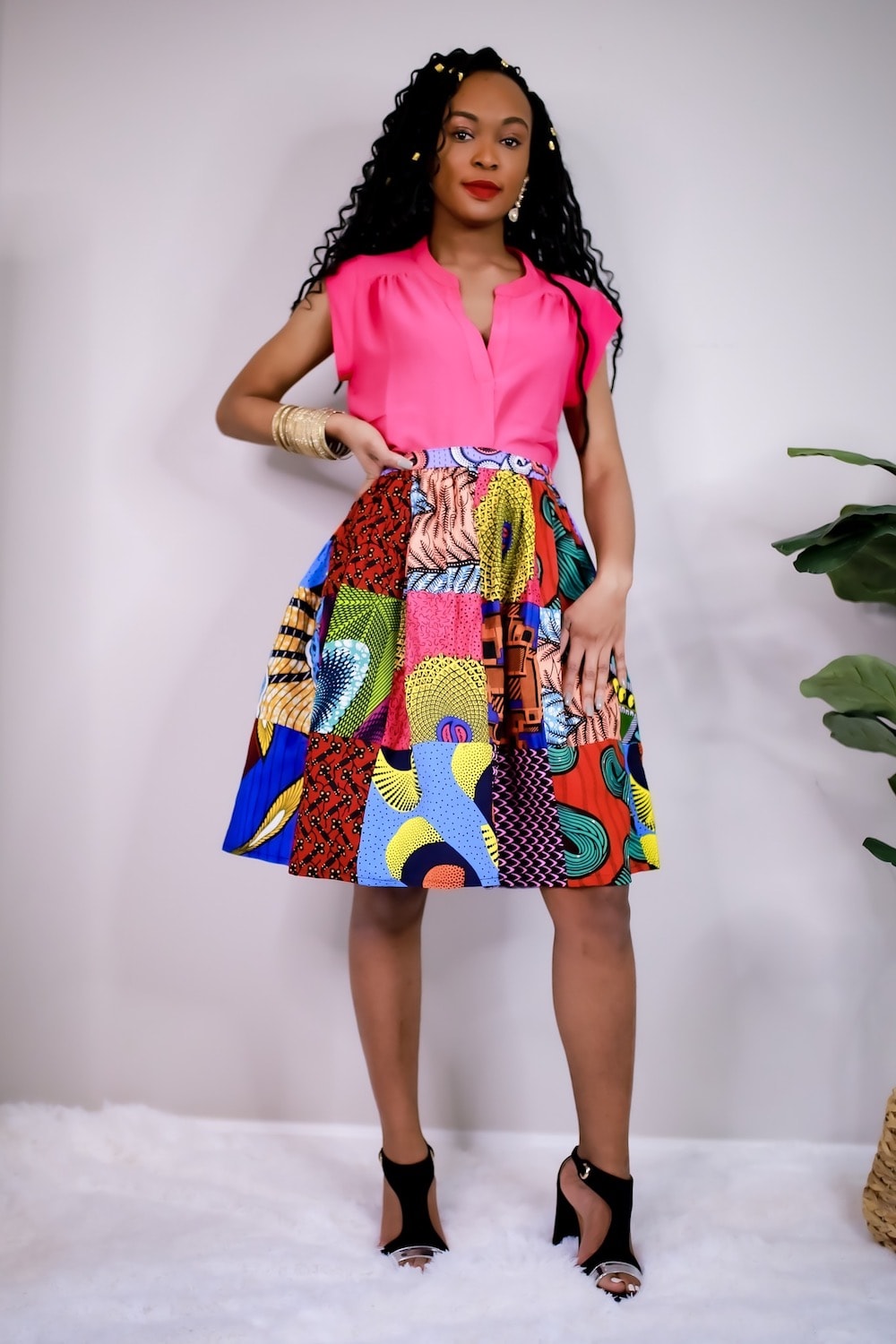 African Print Patchwork Midi Skirt by Boriah 2