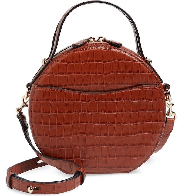 Rebecca Minkoff Jody Croc Embossed Leather Circle Crossbody Bag