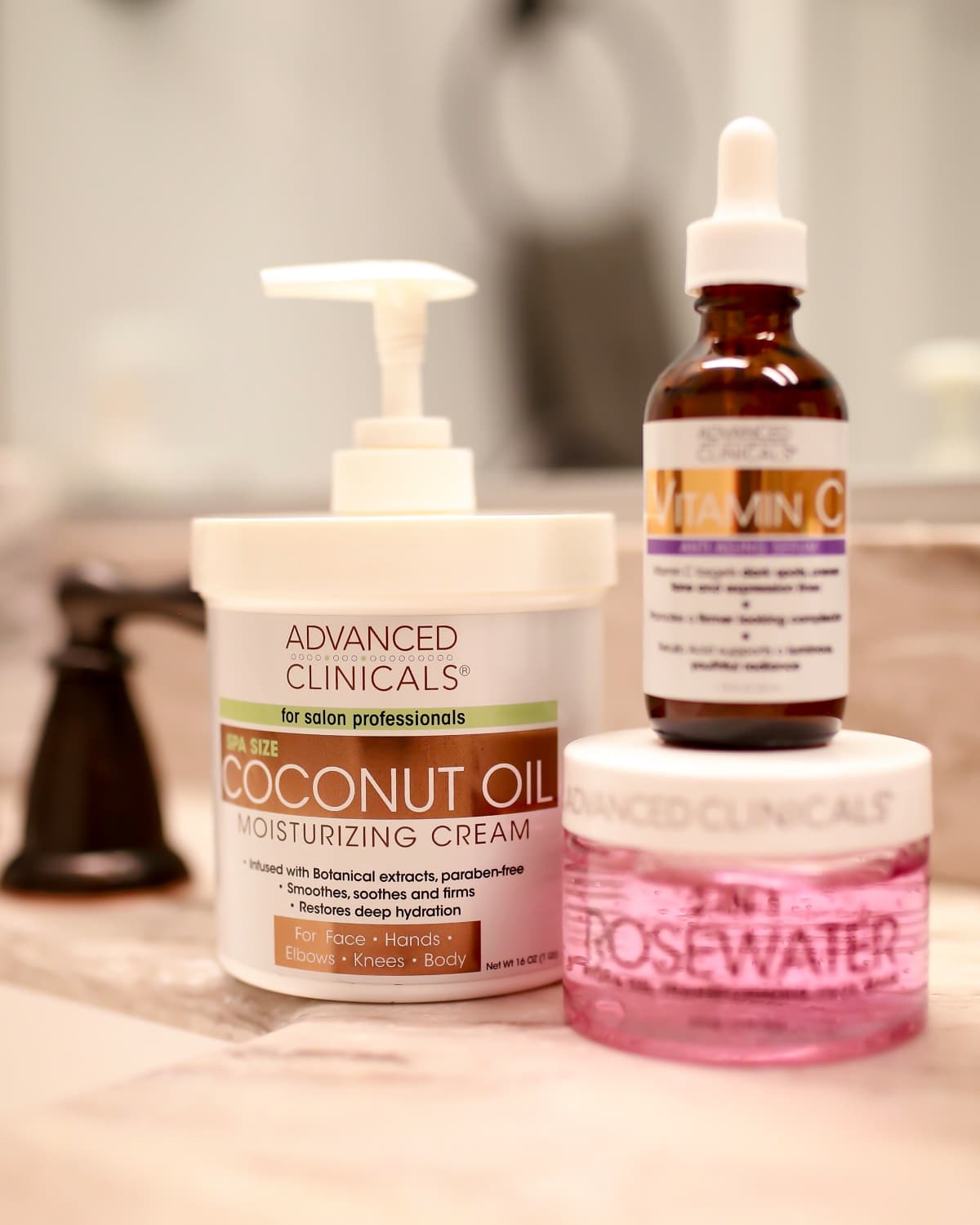 Advanced Clinicals Reviews: Vitamin C Serum, Coconut Oil Cream, and Rosewater Mask