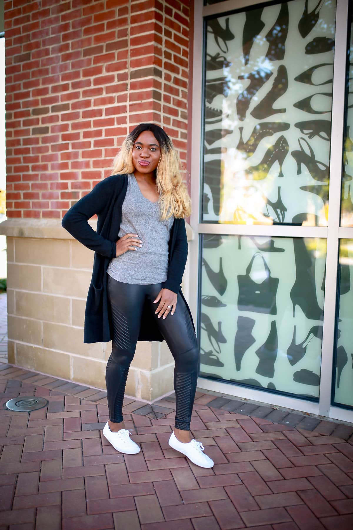 Spanx Moto leggings outfit | Sharing a simple biker-chic way to style the Spanx Faux Leather Moto Leggings on the blog with Nordstrom. Why everyone is raving about this luxury leggings and if this leggings truly lives up to its name as a Spanx bestseller.