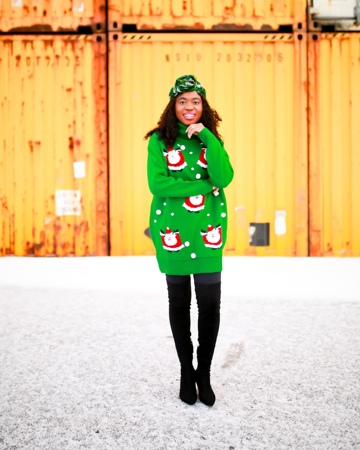 Looking for a stylish and cute Christmas sweater dress to rock this year? You're in luck! This affordable Xmas sweater is up for grabs and ships free. How to style your sweater and where to get this sweater dress right now. #uglychristmassweaterparty #sweaterdress