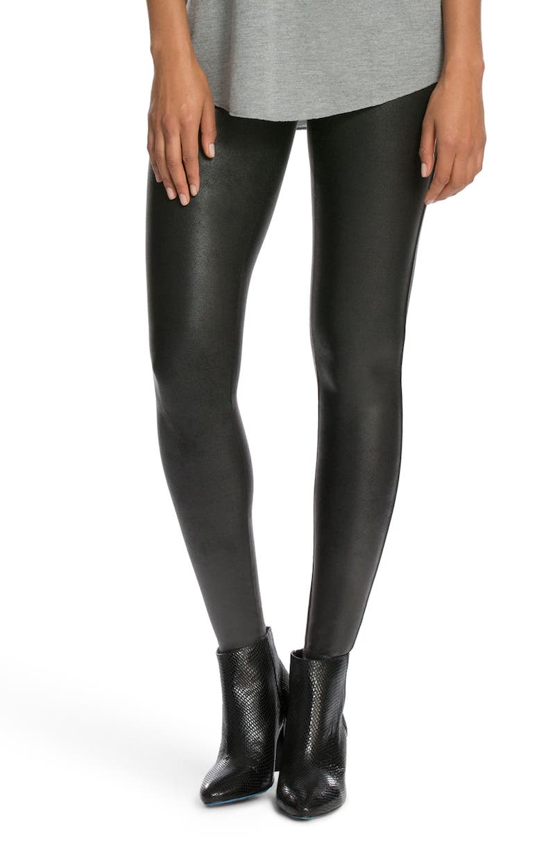 black liquid leather pants