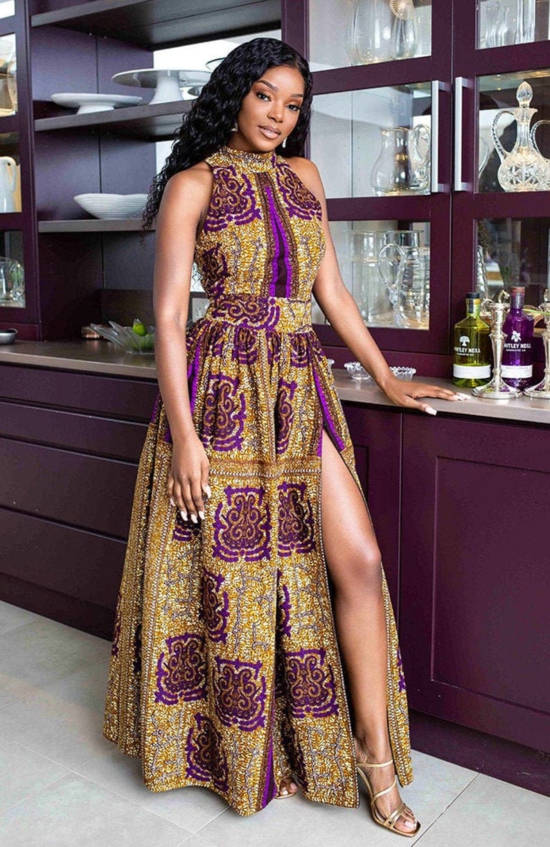 Amazing turtleneck long African style dress