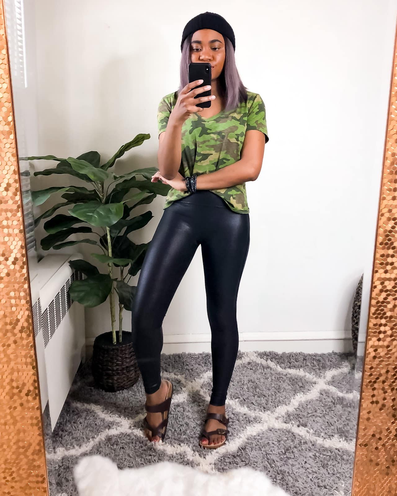 A cute cameo top with my Spanx faux leather legging