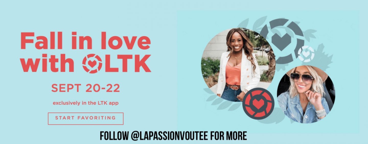 The 2020 LTK Fall Sale is a 3-day global shopping event happening exclusively on the LIKEtoKNOW.it app September 20-22. But there's more! This sale includes massive discounts from brands like Tarte, Boohoo, Abercrombie, Nasty Gal, Victoria Emerson...