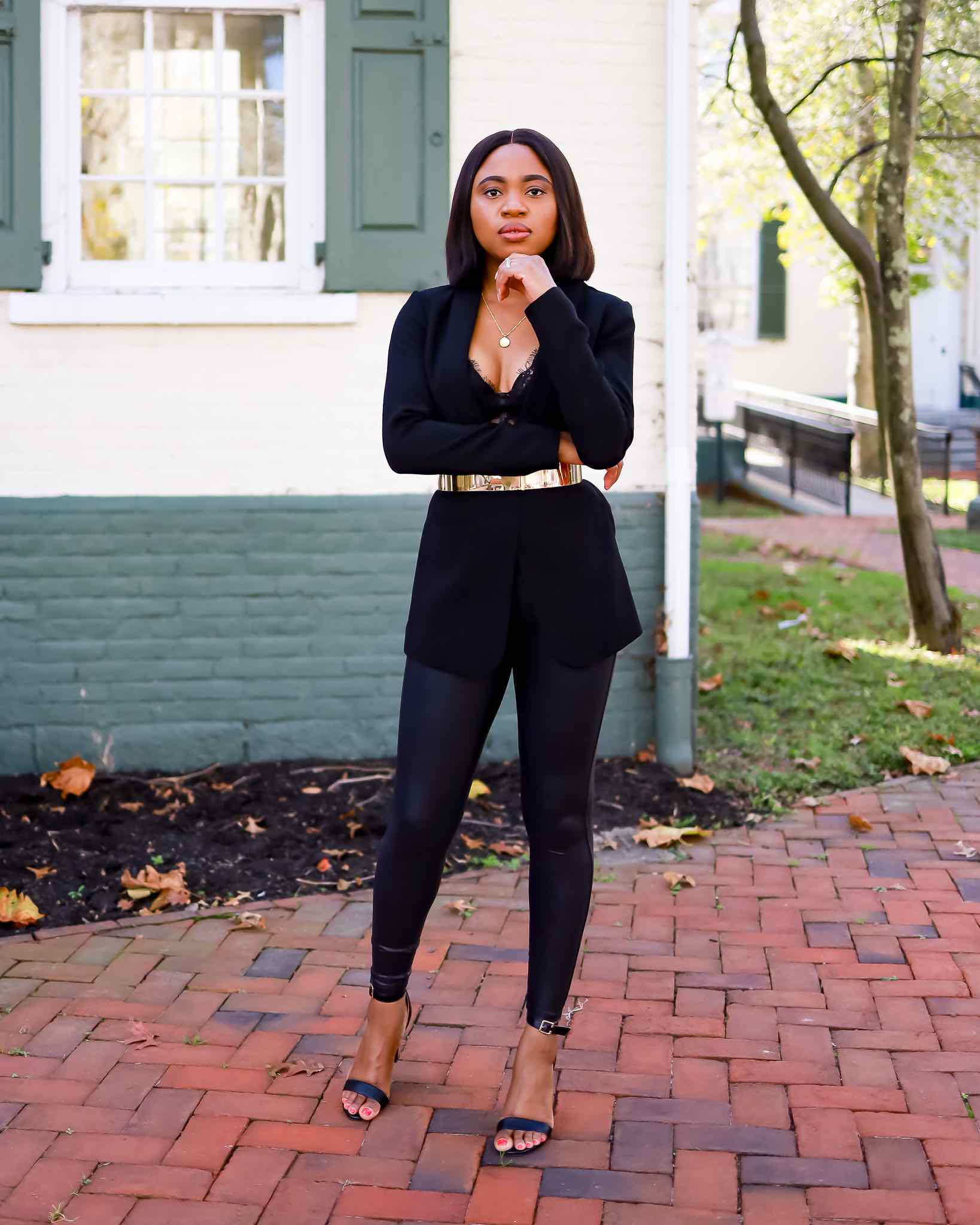 Chic in Every Shade: Fall Outfits Wearing Spanx Leather Leggings