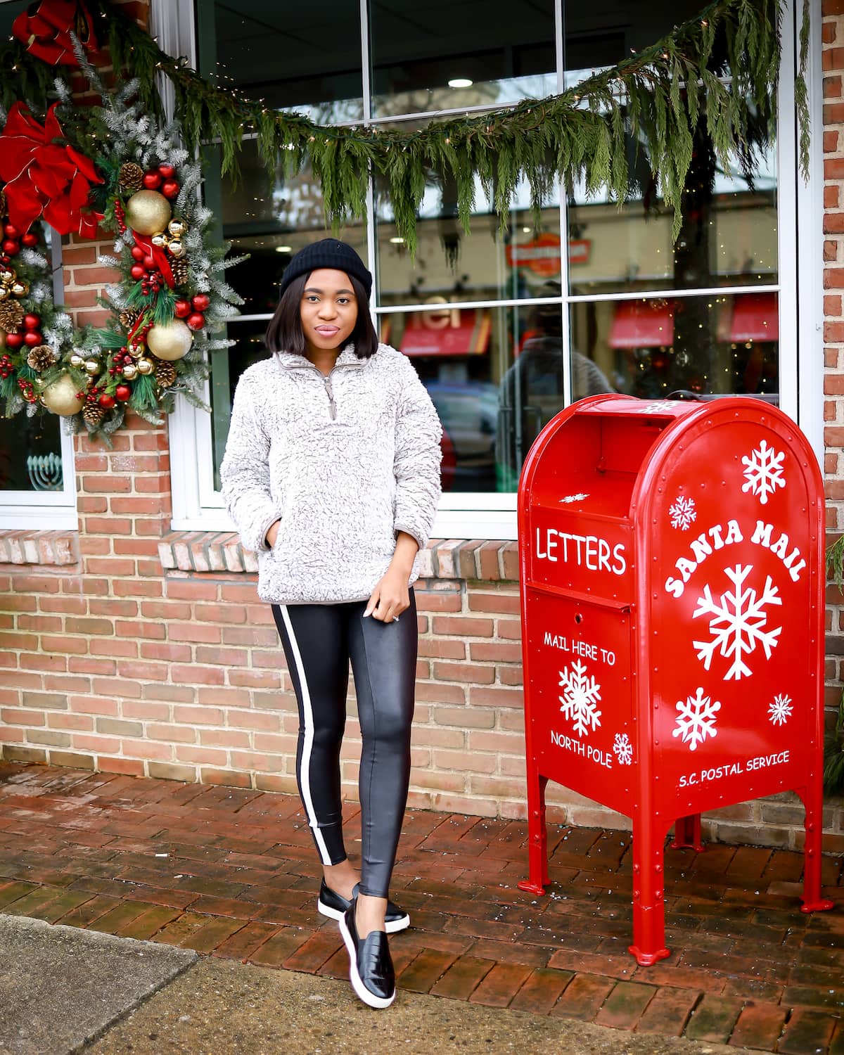 Cozy Winter Style in Nordstrom Leather Leggings and Fluffy Fleecewear