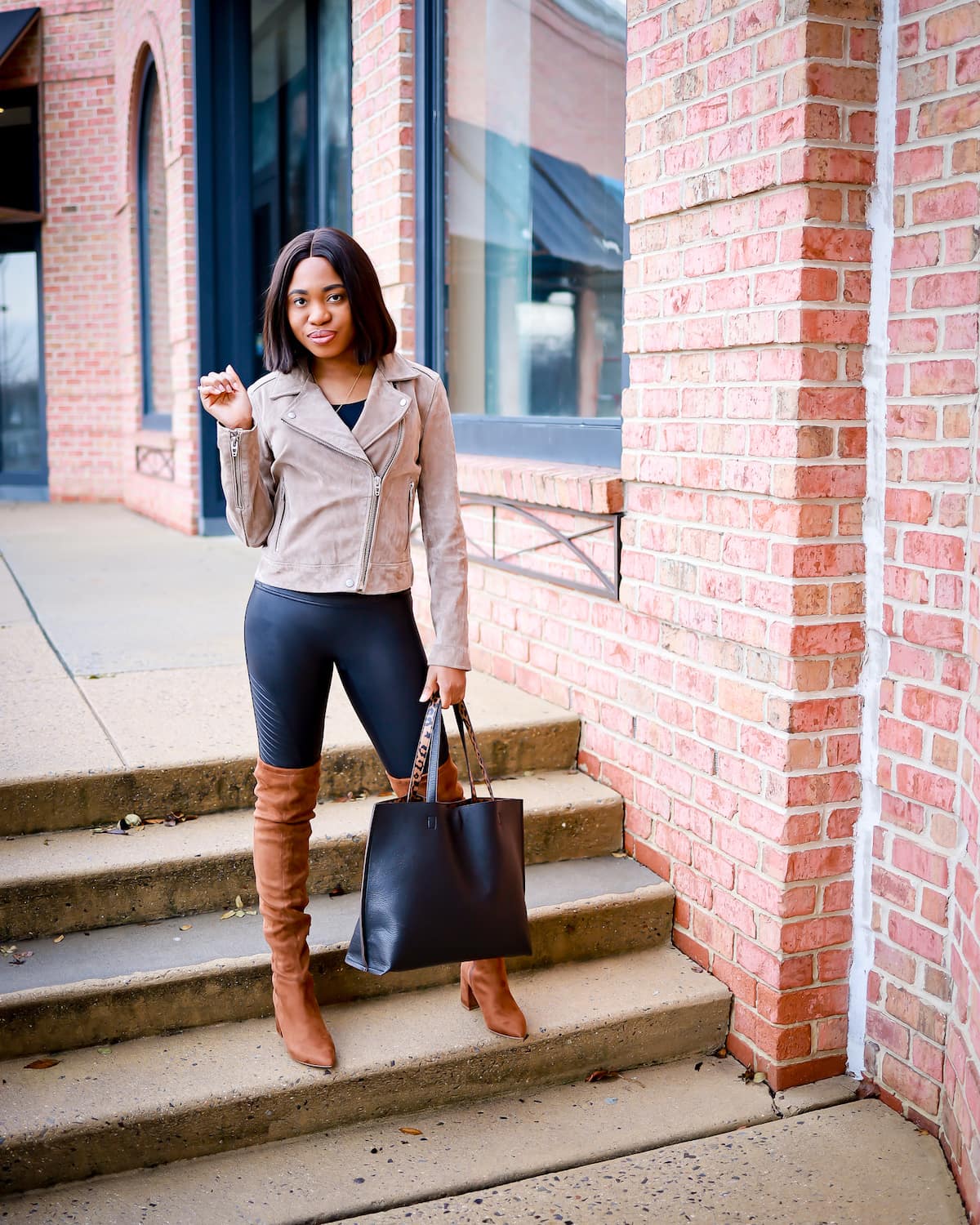 Before you hit the check out button, read this Spanx moto leggings review first. This is everything you need to know about these faux leather Moto leggings and if it truly is one of the best Nordstrom leggings. #fallfashiontrends #stevemadden #madewell 