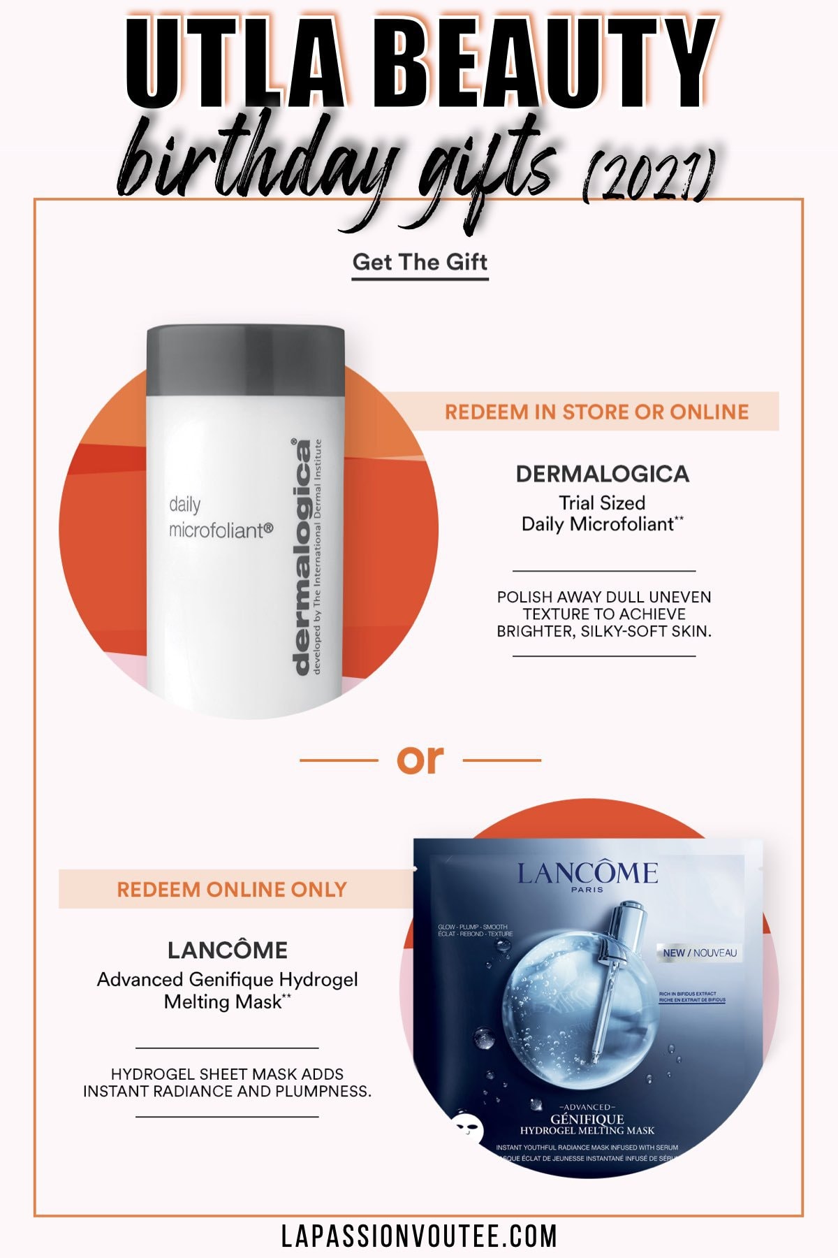 Ulta February Birthday Gift 2021 - Lancome advanced genifique melting mask and Dermalogica Daily Microfoliant