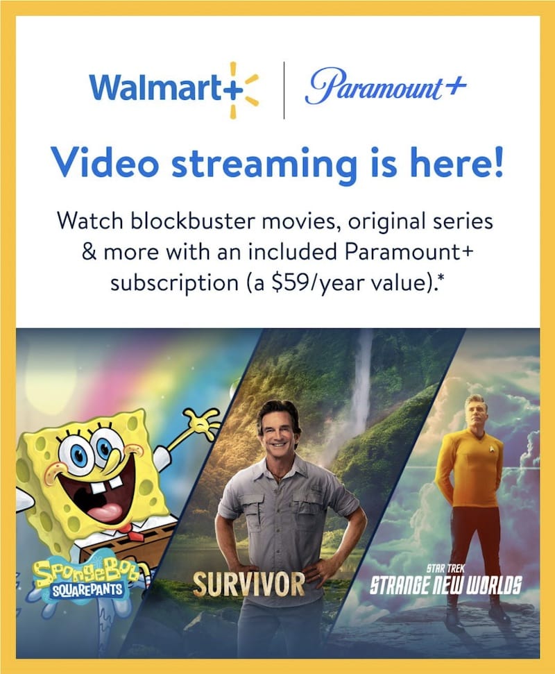 Walmart+ and Paramount+ Essentials