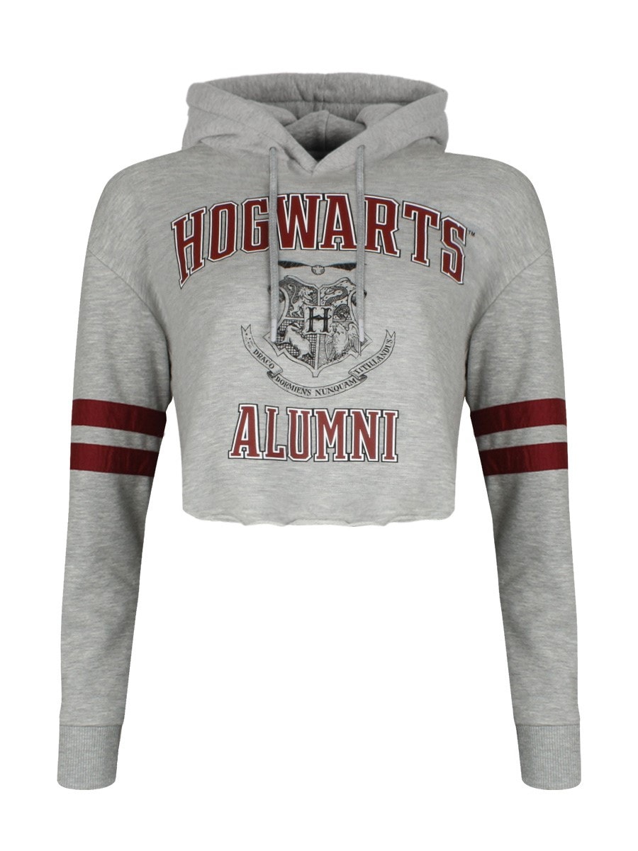 Grindstore - Harry Potter Hogwarts Alumni Ladies Heather Grey Cropped Hoodie