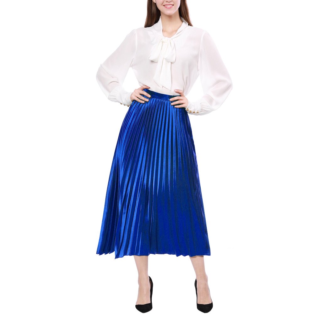 Metallic pleated skirt