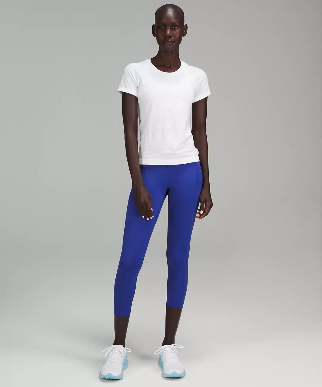 Lululemon Fast and Free High Rise Crop Blue Psychic