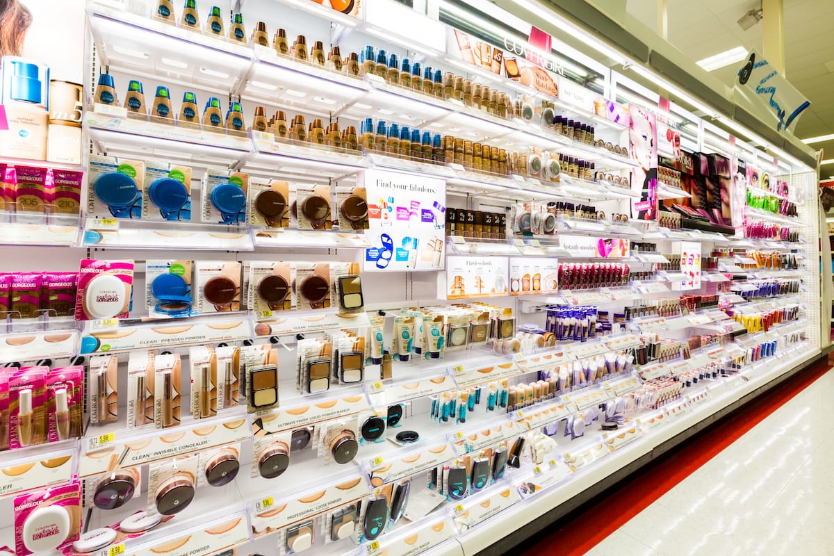 Shelves with cosmetics in a Target store. Target is the second-largest discount retailer in the United States.