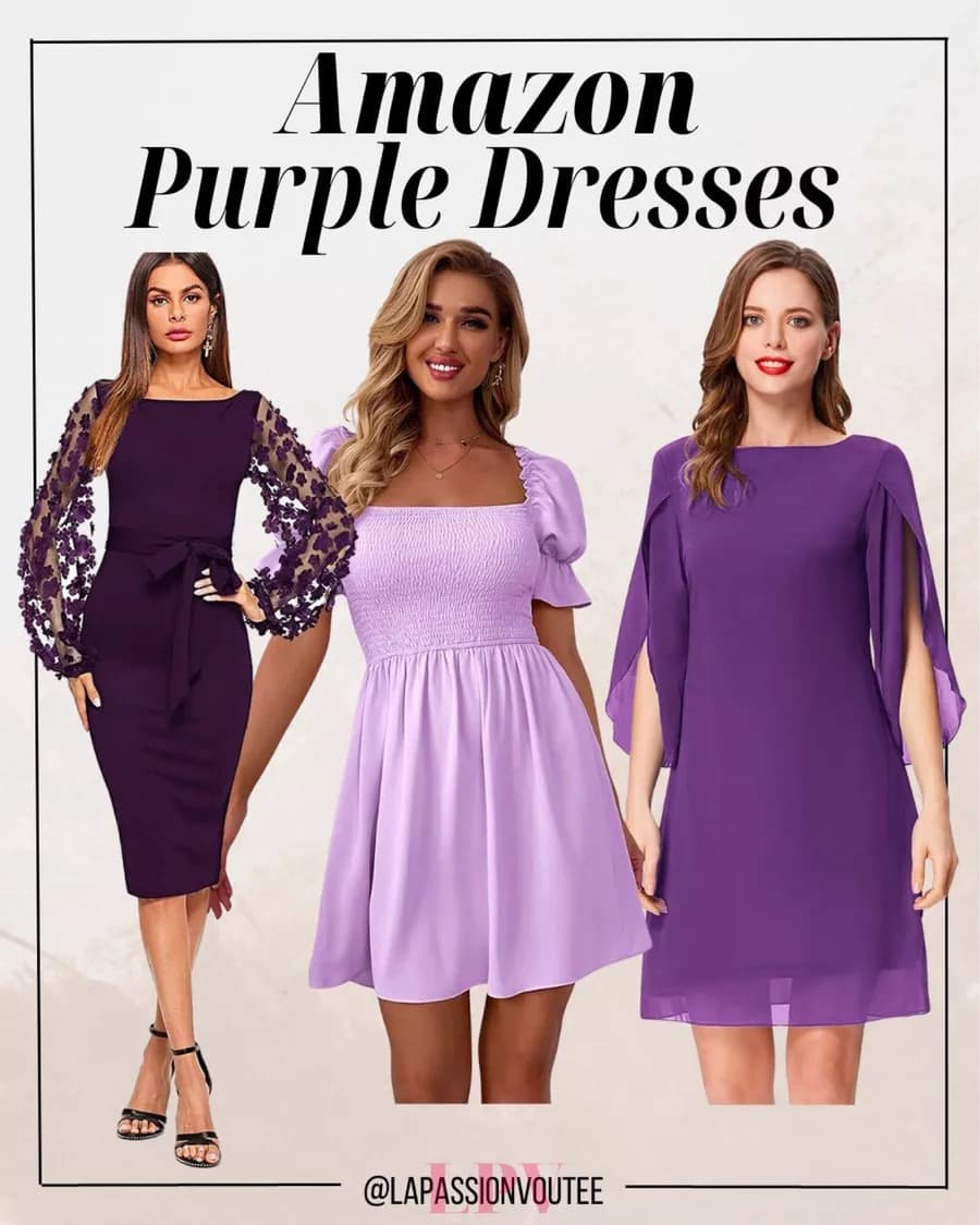 Purple Amazon wedding guest dresses