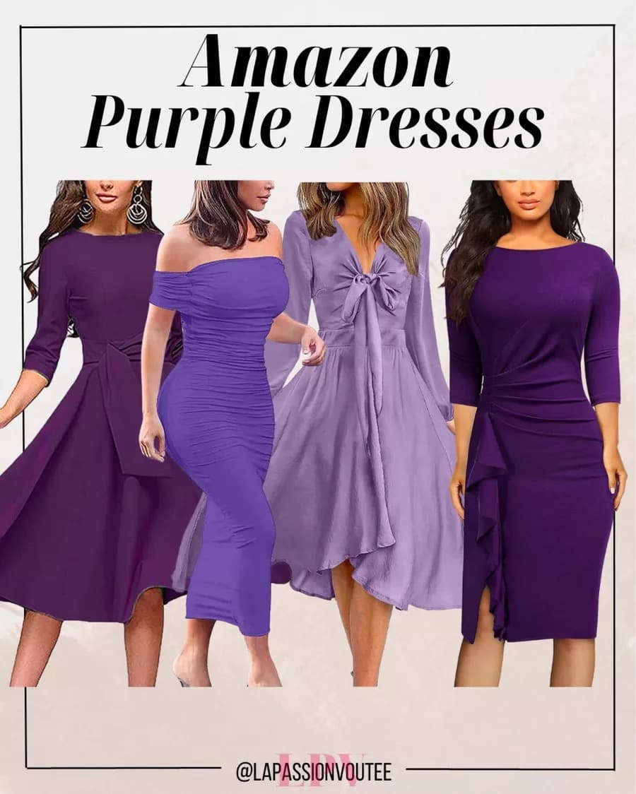wedding guest Amazon purple dresses