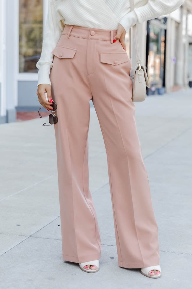 Pink Lily Brown Pocketed Trousers