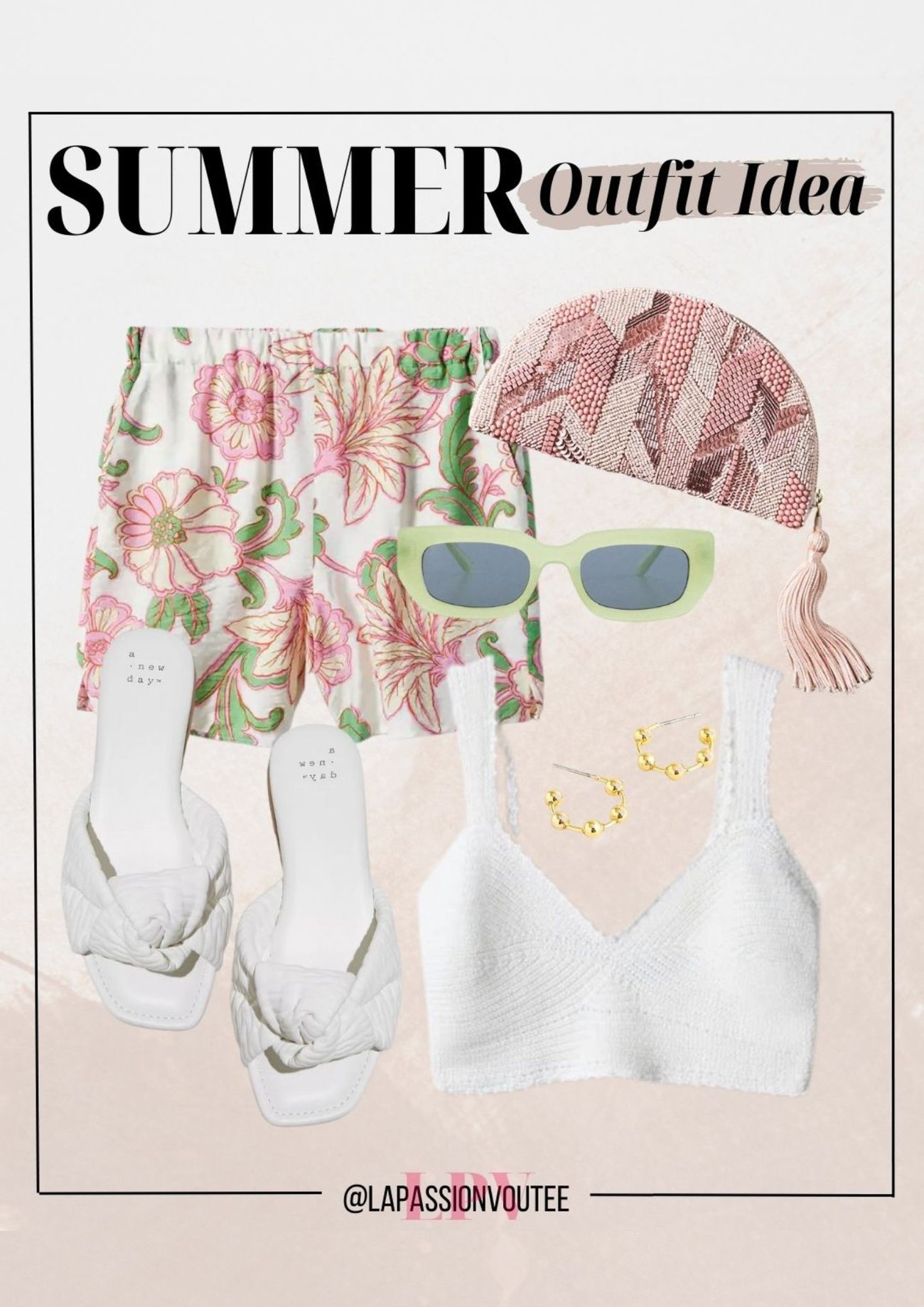 Summer Outfit Knitted Crop Top Floral Shorts